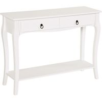 Mobiletto Tavolo Consolle da Ingresso Moderno con 2 Cassetti Casa Legno 100 × 33 × 75cm Bianco