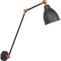 Lampe Chevet Murale avec Bras Flexible 78 cm en Métal Gris Graphite et Cuivré pour Éclairage de Chambre Salon ou Cuisine au Style Moderne