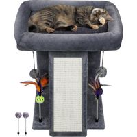 Tree Tower with Cat Scratching Post for Indoor Cats, Activity Centre Climbing Tree with Scratching Board and Playful Toy Balls, Grey