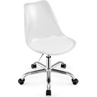 COSTWAY Sedia da Scrivania Ergonomica, Sedia da Ufficio Girevole con Altezza Regolabile e Seduta Imbottita, Sgabello senza Braccioli Trasparente con Ruote, Portata 150 kg, per Casa e Studio