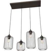 Lampadario industriale rettangolare nero Vander 4xE27 Emibig