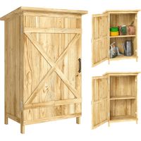 Caseta de JardĂn 63,5x40x90 cm Armario para Almacenaje de Herramientas con 2 Estantes y Puerta Natural