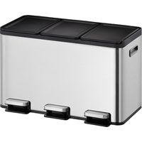 EKO - Poubelle à pédale tri sélectif Essential splitted 10+10+10 litres - Stainless steel - inox mat