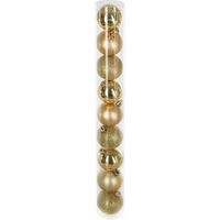 OSE – Lot de 9 boules de Noël 6 cm – Or pailleté et mate – Décoration sapin – Plastique résistant