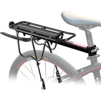 Randaco Portaequipajes trasero universal para bicicleta de aluminio, guardabarros y reflector incluidos – Negro