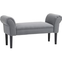 Sitzbank, Bettbank, robuste Bauweise, weiche Polsterung, 102x36x51 cm, Grau