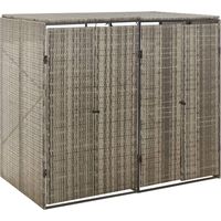Abri pour poubelle, Cache-poubelle, Conteneur avec Couvercle double Gris 140x80x117 cm Résine tressée LKOWF31023