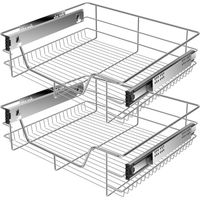 KESSER® Teleskopschublade Küchenschublade Küchenschrank Korbauszug Schrankauszug Vollauszug Schublade 2x 60cm - Silber