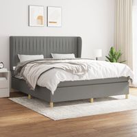 Boxspringbett mit Matratze Dunkelgrau 180x200 cm Stoff vidaXL