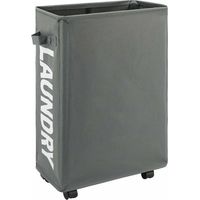 Panier à linge fin à roulettes de 55,9 cm avec poignée sur roulettes, panier à linge pliable, trieur et organisateur de linge pliable, grand panier de rangement (gris),de