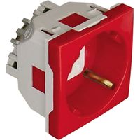 Prise inclinée à 45º avec protection - 2 modules pour goulotte - Couleur matériel - Rouge