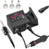 Station de rework 2-en-1 professionnelle – Pistolet à air chaud 580W et fer à souder 60W, double écran LED numérique, régulation thermique 100-400°C, kit SMD à chauffe rapide pour réparation électroni