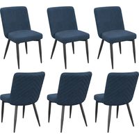 6er-Set Esszimmerstühle 45,5x43,5x85cm Samtbezug, hohe, bequeme Rückenlehne, geeignet für Büro, Esszimmer, Wohnzimmer, Küche, Schlafzimmer, Dunkelblau