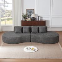 Canapé modulable en mousse, canapé combinable en 2 parties sans structure, 100 % mousse à mémoire de forme haute densité, housse amovible et lavable en polaire douce et moelleuse, canapé moderne et mi