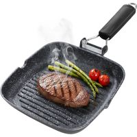 Briebe GP1159 Poêle à Griller Induction Antiadhésif Titane 28x28cm Fonte d'Aluminium sans PFOA Noir