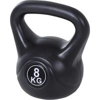 Kettlebell 8 kg noir rempli de sable pour débutants avec base plate