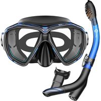 Masque Plongée Adulte, Masque Tuba est en Verre Trempé, Masque de Plongée Anti buée et étanche, Masque Snorkeling équipé d'un Tube de Respiration sèche de Haute Qualité à 3 Canaux Unisexe