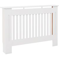 Homcom – Cache-radiateur MDF blanc 112x19x81cm – Design contemporain à lattes verticales – Circulation optimale de la chaleur – Étagère décorative