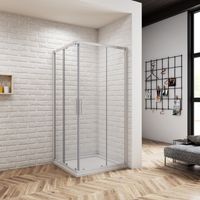 80x80x185cm Duschkabine Duschabtrennung Eckeinstieg Echtglas Schiebetür Dusche Duschwand