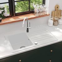 Vidaxl – Évier en granit 1 bac réversible avec égouttoir – Résistant aux chocs et aux rayures – Facile à nettoyer – Résistant à la chaleur jusqu'à 280 °C
