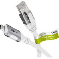 Ethernet-Kabel USB-C™ 3.1 auf RJ45, 1 m, verbindet Router, Modem oder Netzwerk-Switch mit dem USB-C™-Port von Laptop, Tablet oder Smartphone. Kabellänge 1 m