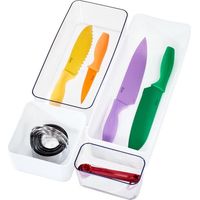 iDesign Organizer cassetti, Pratico organizer scrivania dalla serie di Rosanna Pansino, Organizer cucina in plastica riciclata in set da 4, bianco e trasparente