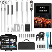 royaluxe - Grill Accessories Grill Utensils Set, 25 PCS BBQ Tools Set Grill Set Stainless Steel Grilling Accessories Barbecue BBQ Accessories with Spatula Tongs Skewers for Barbecue Camping Kitchen,