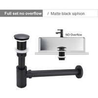 Waschbecken-Siphon aus Messing mit Ablaufstopfen, universelles Design, Siphon 45 x 40/50 mm, ausziehbarer Verlängerungsschlauch, geruchsdicht und auslaufsicher (Modell A Schwarz ohne Überlauf)