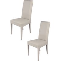 Tommychairs 2 Glory chairs in beech, light grey faux leather seat