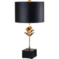 Elstead Camilia Lampe de table avec abat-jour rond, or antique et noir