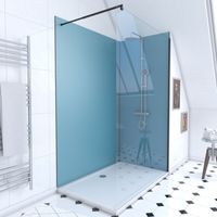 Pack Ducha 90x120 - Paneles Murales Azul/Negro + Plato + Mampara 8 mm