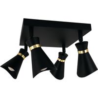 Plafonnier Loreta Struhm noir carré 4 spots E14 or