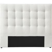 Vente-Unique – Tête de lit capitonnée 140 cm – Tissu bouclette 100 % polyester – Blanc – Structure MDF – Livré monté – Éco-responsable PEFC