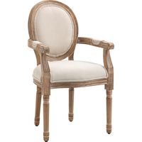 Sedia da Salotto Stile Classico Imbottita con Rivestimento in Tessuto, 56x56x96cm, Bianco Crema