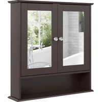 Armario de Baño con Espejo Armario de Pared con 2 Puertas Estante Abierto Estante Ajustable 56x13x58cm Marrón Oscuro