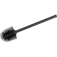 Wenko – Brosse WC silicone noire – Manche en acier inoxydable – Tête antiadhésive Ø 8 cm – Nettoyage hygiénique et efficace