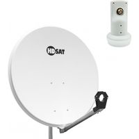 Pack HDSAT Parabole satellite acier 80cm + LNB Single HD 4K idéal ASTRA EUTELSAT