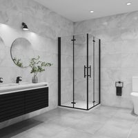 Duschkabinen 6mm NANO ESG schwarze 180° Falttür Eckeinstieg 100x80x185cm Scharniertür Duschabtrennung Dusche