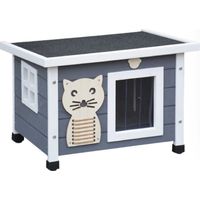 Bb-Loisir – Maison pour chat avec toit pliable – Bois massif robuste – Dimensions 53x45x43cm – Pour intérieur et extérieur – Griffoir intégré