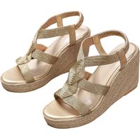Sandales compensées à plateforme haute/sandales compensées avec sangles de cheville Sandales orthopédiques Chaussures d'été pour femme Sandales compensées à talons compensés pour femme Sandales