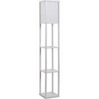 Lampe sur pied avec étagères, luminaire debout en bois, 26 x 26 x 160 cm, pour salon ou chambre (ampoule non incluse)