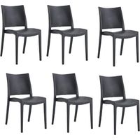 KIT 6 SEDIE POLIPROPILENE CUCINA BAR RISTORANTE SEDIA INTERNO ESTERNO NERO 580FL