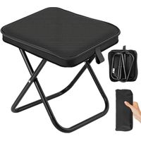 Folding Camping Stool, Mini Folding Camping Stool, Folding Camping Chair with Storage Bag, Portable Camping Seat for Travel, Garden, Fishing, Barbecue, Beach (Black)