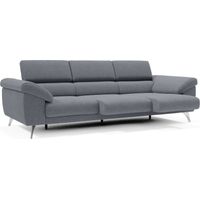 Donatello Sofa mit ausziehbaren Sitzen, Armlehnen mit Staufach aus abwaschbarem Stoff T23 265 cm Graphitblau