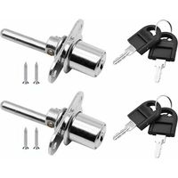 2 pezzi Serratura per cassetti con chiave per mobili Serratura a stantuffo per schedari e vetrine, Diametro 16 mm, Lunghezza 61 mm (Argento)