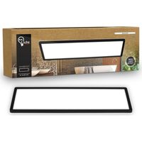 Panneau LED de Salle de bain, noir, rectangulaire, 58x20cm 22W 3000lm, IP44, Lumière blanche neutre 4000K, Plafonnier LED sdb, salon et cuisine
