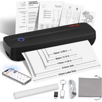 VEVOR Stampante Mobile Stampante Termica Portatile Stampante Senza Inchiostro Bluetooth, Carta Termica A4 A5 Compatibile con iOS/Android/Laptop, Stampante da Viaggio 203 DPI in Ufficio Casa Nero