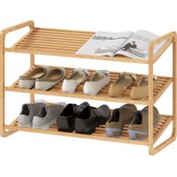 Échafaudage Scarpiera 3 Livelli 12 Scarpe Ripiani Doghe Bamboo 76x33x50.8 cm