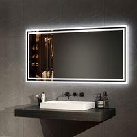 EMKE Espejo de baño con luz, espejo de baño con interruptor mecánico y antivaho, LED iluminación luz blanca y luz cálida, 120 x 60 cm