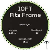 10ft Trampoline Replacement Mat with Spring Pull Tool and 54 V-Hooks for 14cm Springs - Durable Green Mat